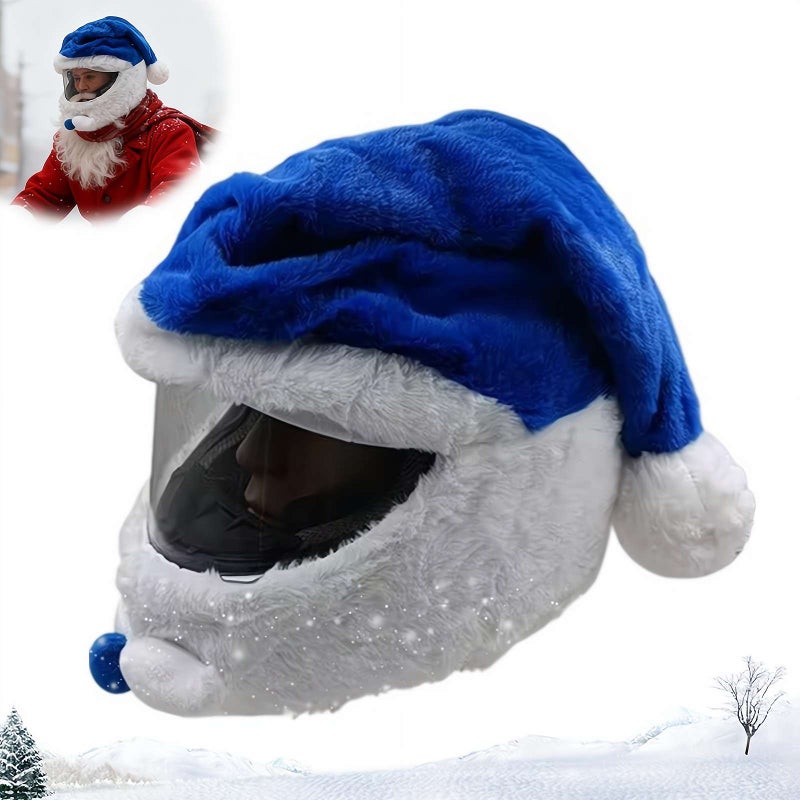 Santa Motorcycle Helmet Cover, Universal Fit Plush Christmas Helmet Hat for Bike Riding, Festive Xmas Cycling Cap, Funny Holiday RV Decoration & Gift - Image 1